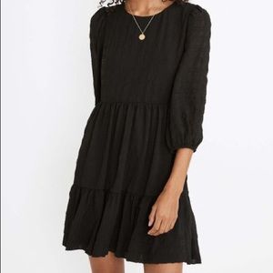 Madewell Black Ruffle hem aline dress, 10, NWT